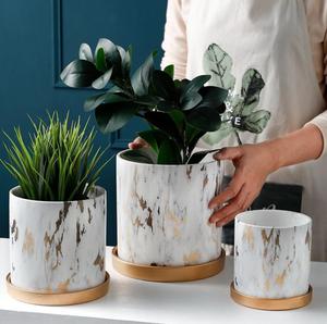 European <strong>Cement</strong> Flowerpot Ceramic Golden Water Transfer Printing Contracted the Zone of the Personality <strong>Tray</strong> Other Green - Product Image 1
