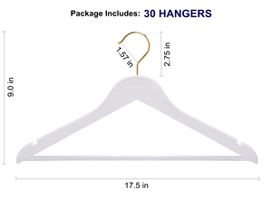 Luxury Custom Gold <b>Hook</b> Boutique Solid Wood White Non Slip Wedding Clothing Hangers - Product Image 2