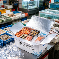 Frisch Gefrorene Lebensmittel Kalttransport-Verpackung Karton Isolierte Pappschachtel Aluminiumfolie Schaumstoffeinlage Meeresfrüchte-Lieferung