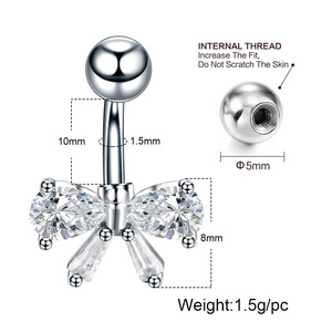 Bijoux de <span class=keywords><strong>piercing</strong></span> en acier inoxydable avec ailes d'<span class=keywords><strong>ange</strong></span> avec zircone Anneau de <span class=keywords><strong>nombril</strong></span> en forme de cœur en zircone pour <span class=keywords><strong>piercing</strong></span> au <span class=keywords><strong>nombril</strong></span> - Product Image 6