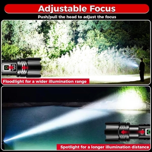 Linterna Táctica LED Recargable y Portátil de Alta Potencia, Impermeable y con Zoom para Emergencias al Aire Libre de Largo Alcance - Product Image 2