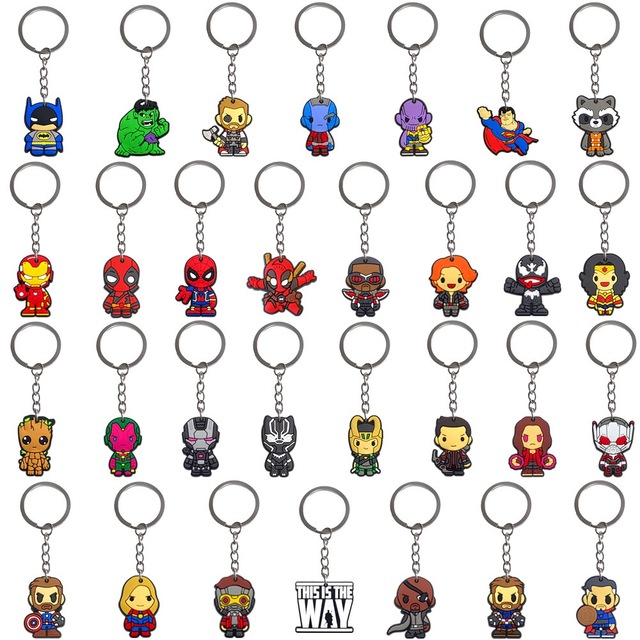 Fob Wholesale 2D Soft PVC Rubber Butterfly Superhero Key Chains Accessories Cute Cartoon Marvel Characters Keyring Keychain