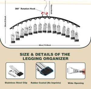 Metal Pants <strong>Hangers</strong> with <strong>15</strong> Clips Space-Saving Closet Organizer That Holds 30 Leggings Rubber-Coated Closet <strong>Hangers</strong> - Product Image 2