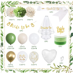 Palloncini di coriandoli in lattice verde oro ghirlanda ad arco e sposa per essere striscioni tappi per torta velo per feste nuziali - Product Image 6