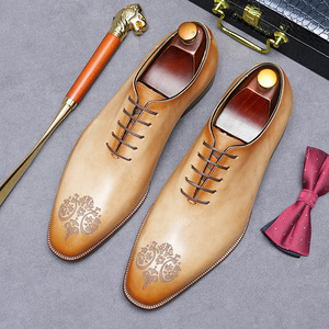 Zapatos formales de vestir para hombre, estilo retro británico, de cuero genuino, hechos a mano, estilo Oxford, zapatos de boda para hombre - Product Image 2
