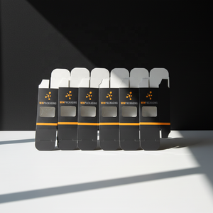 <strong>Small</strong> Business Matte Single Vial Package Tuck Box <strong>With</strong> Die Cut Window Custom Logo Black Body Serum Glass Vial Packaging <strong>Boxes</strong> - Product Image 5