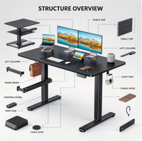 Bureau électrique réglable en hauteur avec mémoire de position et crochets latéraux pour l'espace de travail australien