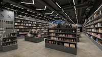 Solution complète de présentation métallique pour magasin, avec armoire de rangement inférieure et étagère lumineuse pour supérette, conception 3D gratuite