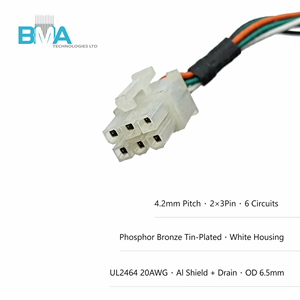 Kabel Harness Kustom 4.2mm 2*3Pin ke Konektor Molex 2.5mm 3Pin Kabel Berpelindung UL2464 untuk Peralatan Medis & Industri - Product Image 2