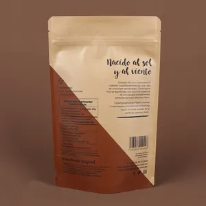Custom Biodegradable Eco-friendly PBAT PLA Kraft Paper Bag Stand Up Pouch Food Grade Food Packaging Snack Digital Printing