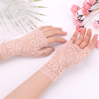 Gants mi-doigts en dentelle respirante pour femmes, élégants mitaines florales de danse, protection solaire estivale, gants sans doigts
