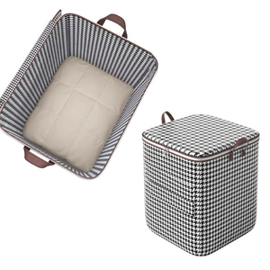 Bán Buôn Không Dệt Vải Tủ Quần Áo Tổ Chức 100L Có Thể Gập Lại Quần Áo Chăn Lưu Trữ Túi Đơn Giản Houndstooth Lưu Trữ Hộp - Product Image 6