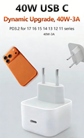 Chargeur mural USB dynamique certifié MFi 40W avec prise EU et câble USB-C, charge rapide pour 17promax Air 16Pro iPad 15 ProMax