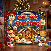 Calendrier de l'Avent de Noël 2026 : Assortiment de Jouets Anti-Stress Squishy TPR en Forme de Dumpling de Noël, 24 Surprises de Fêtes