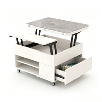 Table basse multifonctionnelle avec plateau en verre relevable, convertible 2-en-1, table d'appoint mobile moderne pour salon et usage domestique