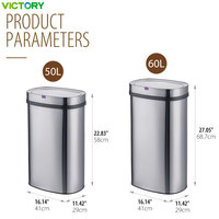 Solution automatisée de gestion des déchets à haute capacité |   Poubelle à capteur en acier inoxydable 50L-60L pour cuisines hôtelières et commerciales hygiéniques et sans contact