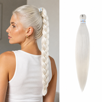 Extensions de cheveux synthétiques tressées pré-étirées, volumineuses et moelleuses, teintes, résistantes à la chaleur et aux basses températures, pour tressage à la machine, double épaisseur