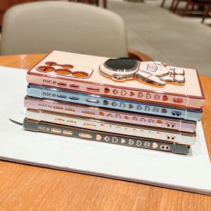 غلاف حامل حامل رائد فضاء كرتوني لطيف لهاتف S20 S24 FE S22 S25 S23 جراب TPU مطلي بالكهرباء فاخر - Product Image 4