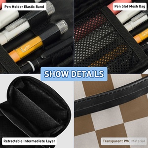 Estuche Escolar para Lápices con Cierre de Cremallera de 2 Capas, Diseño a Cuadros Marrón, Impresión Personalizada, Estuche Resistente de PVC para Estudiantes - Product Image 4