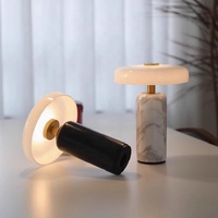 Lampe de bureau intelligente en marbre avec charge sans fil, abat-jour en verre, moderne, portable, USB, éclairage d'ambiance pour hôtel et maison