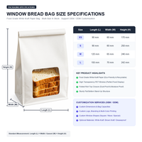 Sac à pain en papier kraft de qualité alimentaire avec fenêtre, sac de boulangerie résistant à la graisse, pochette d'emballage pour toasts avec fermeture à lien métallique, impression de logo personnalisée