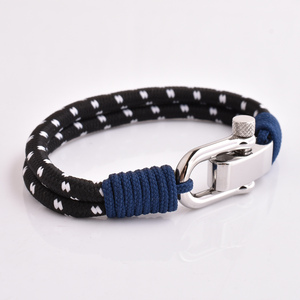 <span class=keywords><strong>Bracelet</strong></span> Viking en acier inoxydable avec cordon en nylon noir personnalisé mode et bon marché - Product Image 1