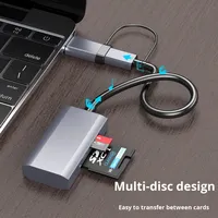 Adaptador de Lector de Tarjetas SD y TF con Hub USB3.0 4 en 1 de Doble Cabezal y Alta Velocidad, Apto para Computadora, Portátil, Teléfono, Unidad Flash USB