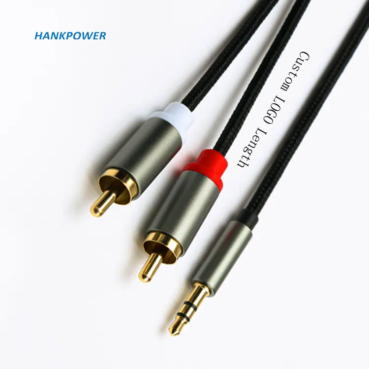 Personalizza disponibile placcatura in oro da 2 RCA a 3.5 tipo C Audio AUX 3.5mm Jack RCA cavo