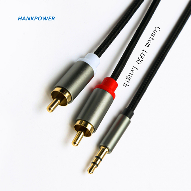 Customize Available Gold Plating 2 RCA to 3.5 Type C Audio AUX 3.5mm Jack RCA Cable