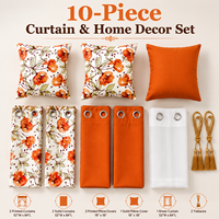 Ensemble de 10 rideaux de fenêtre avec housses de coussin, décoration complète pour la maison, salon, chambre à coucher, Cortinas Rideaux De Maison
