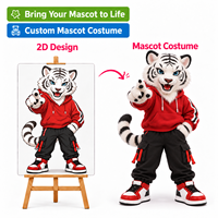 Costume de Mascotte Tigre Blanc Personnalisé OEM ODM, Tête en Mousse 3D, Combinaison de Mascotte Animale, Fabricant de Conception Personnalisée pour la Promotion d'Événements