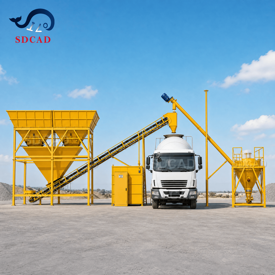 Machine Batching And Mixing Towable Mobile Dry Batching Concrete Plant Semi Trailer Concrete Mixing ...