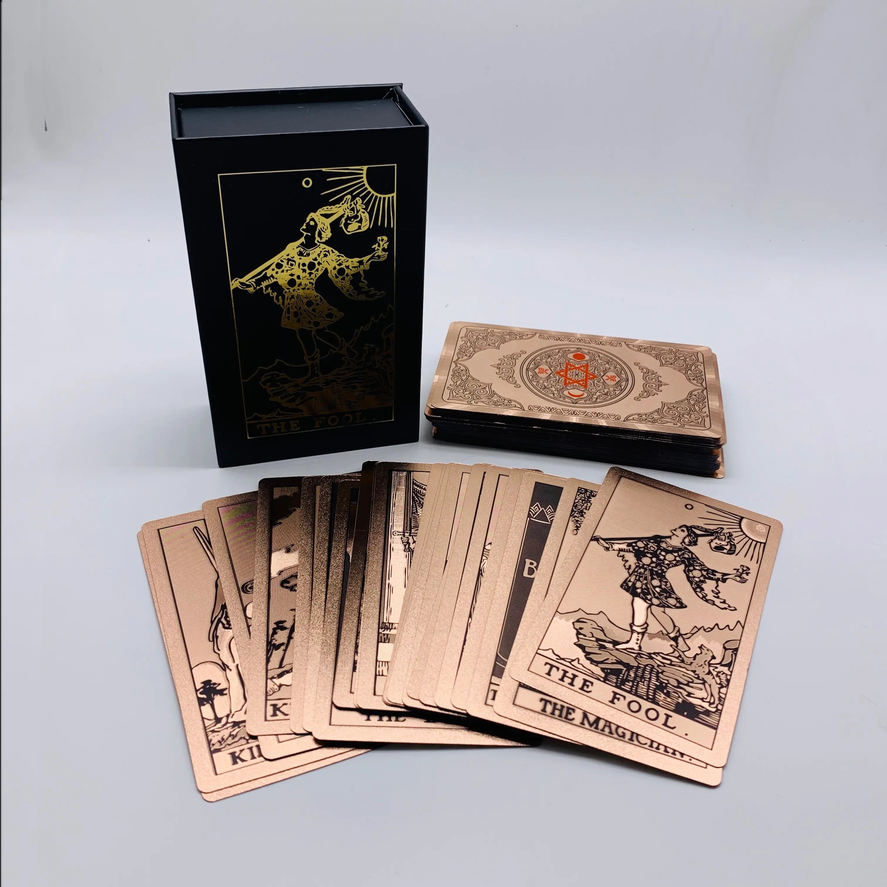 Wholesale New Design Rose Gold Glossy Printed Tarot Cards Game with Guide Book in Delicate Box