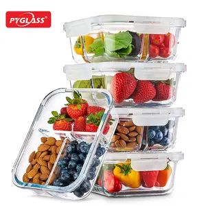 Bestseller Glas Lunchbox/Glas Bento Box/Glas Lebensmittel behälter mit Trennwand