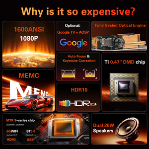 Proyector Inteligente 4K Keystone con Android 13, X5, 2G RAM, Portátil, Compatible con 3D, 1600ANSI, para Juegos y Películas - Product Image 4