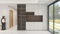 Armoire de salon noire sur mesure avec pieds pour le salon, directement de l'usine