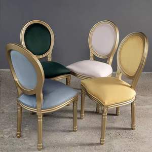 Sillas <span class=keywords><strong>Luis</strong></span> de Madera con Respaldo Redondo y Tapicería de Tela, con Marco Dorado, para Eventos, Hoteles y Restaurantes, Venta al por Mayor de JINS - Product Image 1