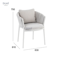 Chaise de salle à manger d'extérieur moderne de luxe en aluminium, design italien, fauteuil de jardin en corde tressée pour villa et hôtel