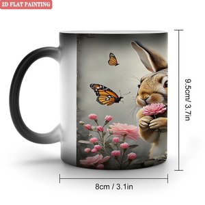 Mug en céramique 11oz noir givré, tasse à sublimation magique changeant de couleur - Product Image 1