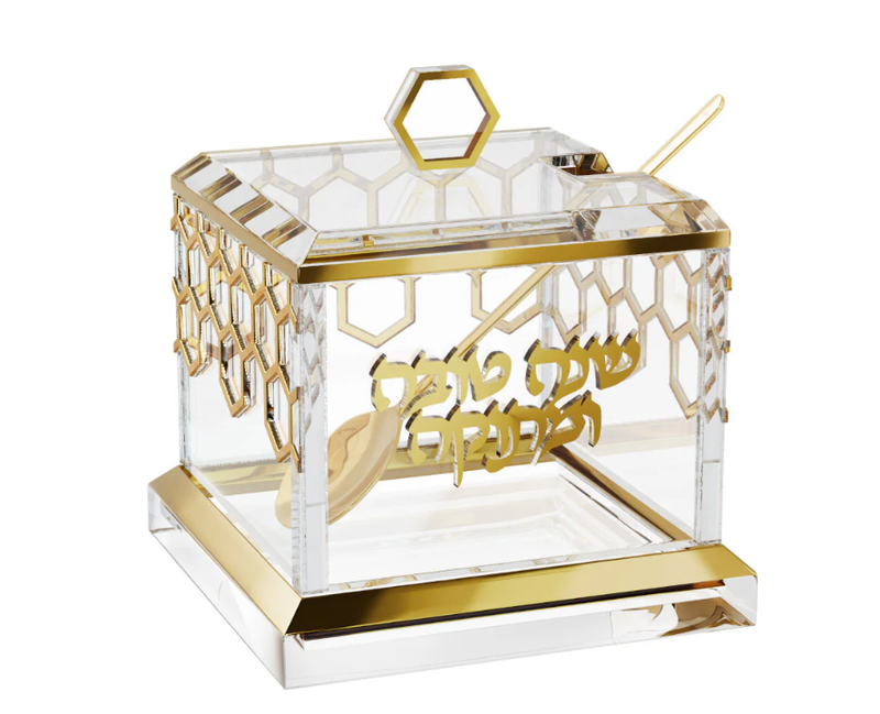 Custom Acrylic Hexagonal Honey Pot Lucite