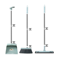 En gros 3 pièces intérieur pelle à ordures brosse poussière propre longue poignée sol raclette balais pelles à poussière ensemble balai et pelle à poussière
