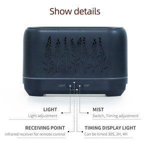 Diffuseur d'arômes effet bois 200 ml, humidificateur USB avec lumière LED, télécommande, lampe d'ambiance à flamme pour bureau - Product Image 1