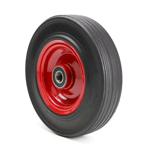 Rueda de Goma Sólida de <span class=keywords><strong>10</strong></span> <span class=keywords><strong>Pulgadas</strong></span> a Prueba de Pinchazos con Rodamiento de Bolas, Color Rojo, Tipo Plano, Dureza Suave - Product Image 3