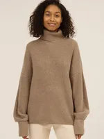 Pull à col roulé épais tendance pour femme Blubelle, décontracté, ample, avec poignets côtelés, couleur unie, mi-long, pour l'automne et l'hiver
