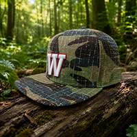 Casquette Snapback Camouflage Vintage Minimaliste Streetwear Tendance Logo 3D en relief Visière Plate Structurée Hip Hop Respirante pour Hommes et Femmes