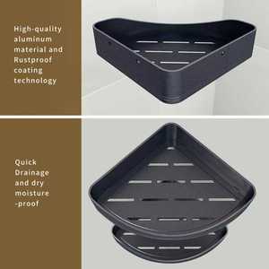 Étagère Murale Métallique <span class=keywords><strong>Moderne</strong></span> Simple ou Double pour Salle de Bain, Solution de Rangement de Douche et de Cuisine, Panier d'Angle - Product Image 4