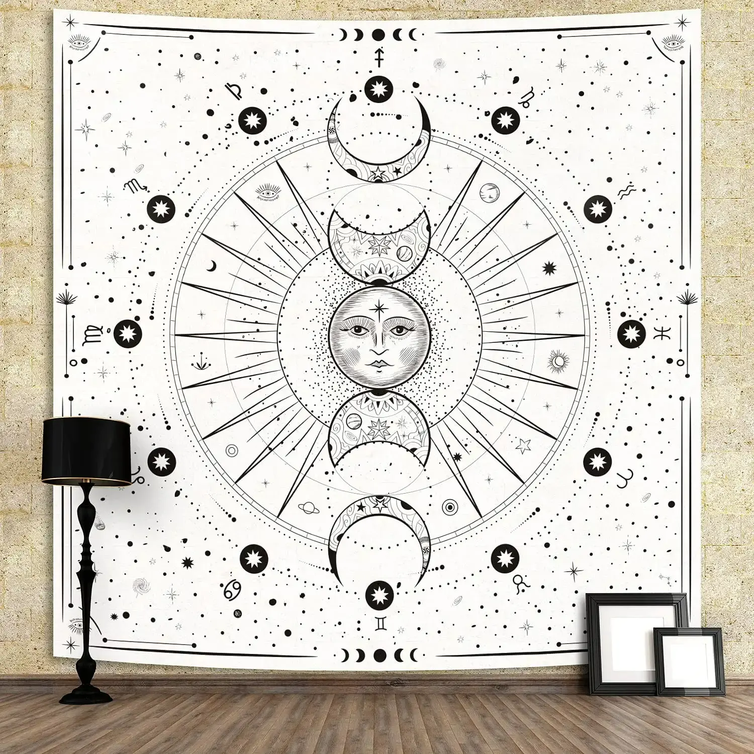 Moon Tapestry Wall Hanging Stars Space Psychedelic Tapestries Wall Tapestry for Bedroom Aesthetic Home Wall Dorm Decor