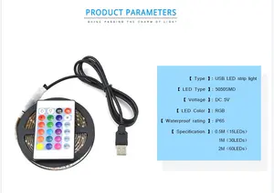 Ultra luminosité DC 12V/24v 5050 RGB lumière de noël usb power TV led strip set rgb light