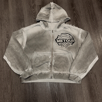 Ropa Urbana de Invierno OEM para Hombre, Corte Recto, Desgastado, Costuras en Contraste, Bajo sin Rematar, Cierre de Cremallera, 450 GSM, 100% Algodón, Color Sólido, Bordado Personalizado