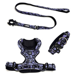 2025 nouveau Design personnalisé Camouflage impression tactique collier pour animaux de compagnie laisse harnais ensemble avec boucle tactique à dégagement rapide - Product Image 1